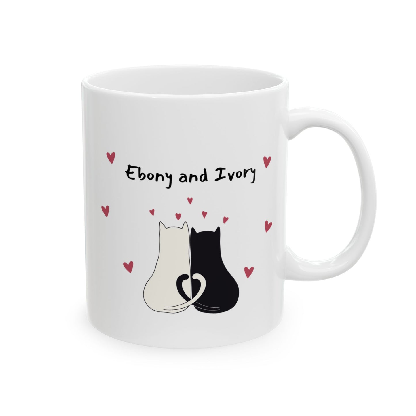 Cute Love-Themed Cat Ceramic Mug - 11oz, 15oz