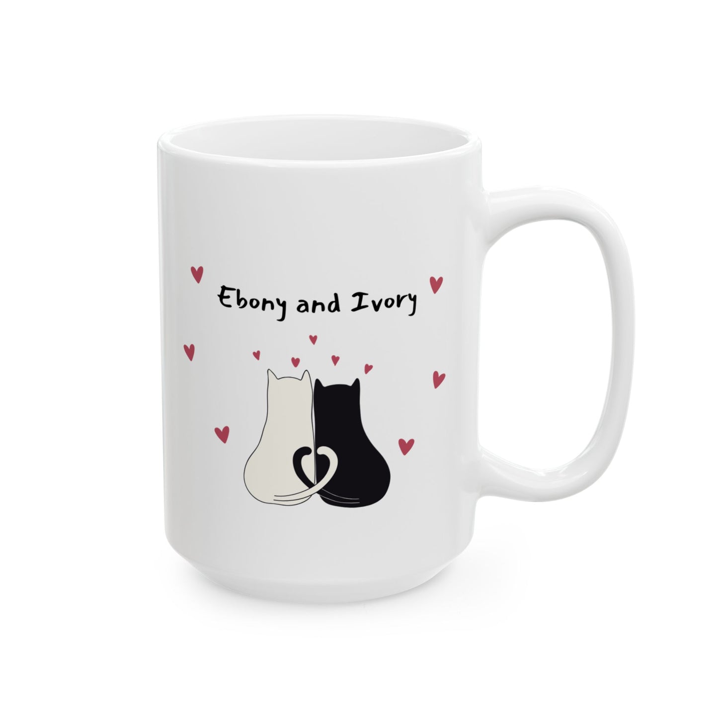 Cute Love-Themed Cat Ceramic Mug - 11oz, 15oz