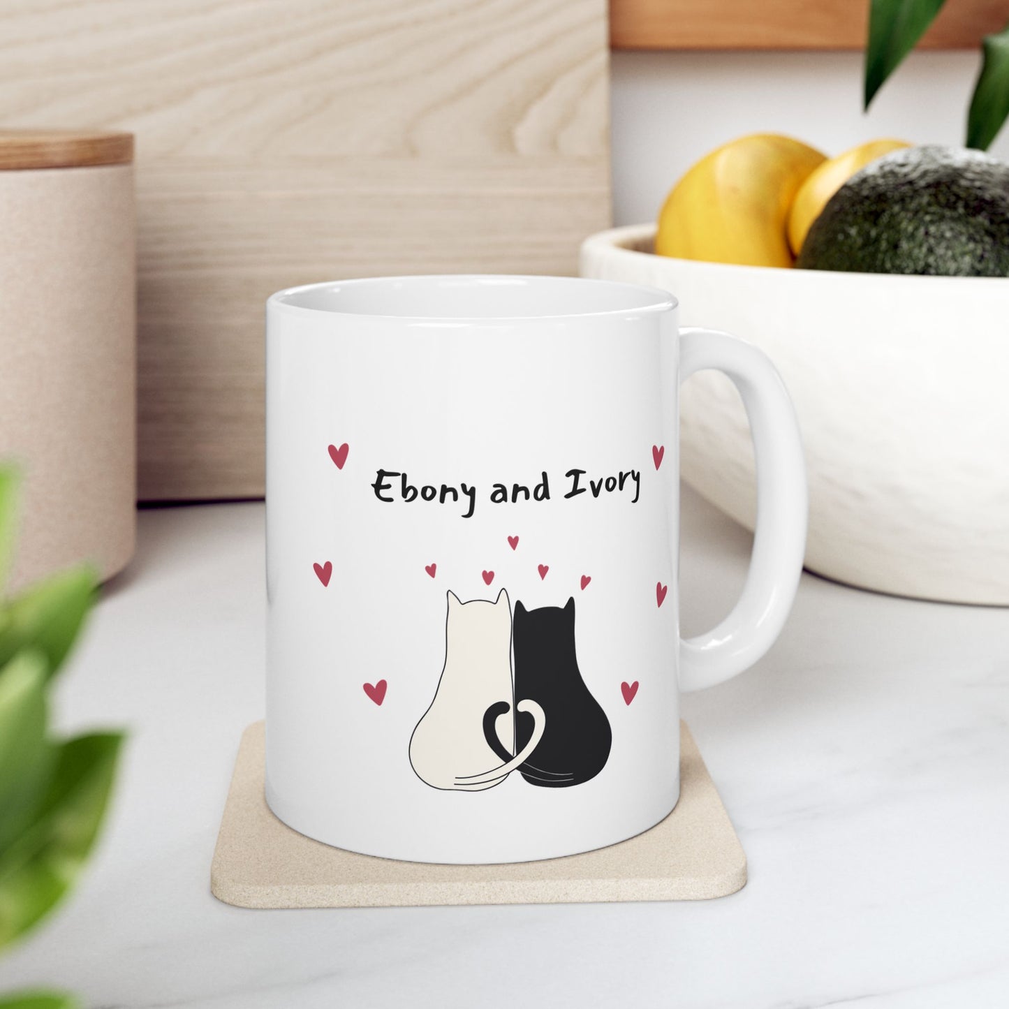 Cute Love-Themed Cat Ceramic Mug - 11oz, 15oz
