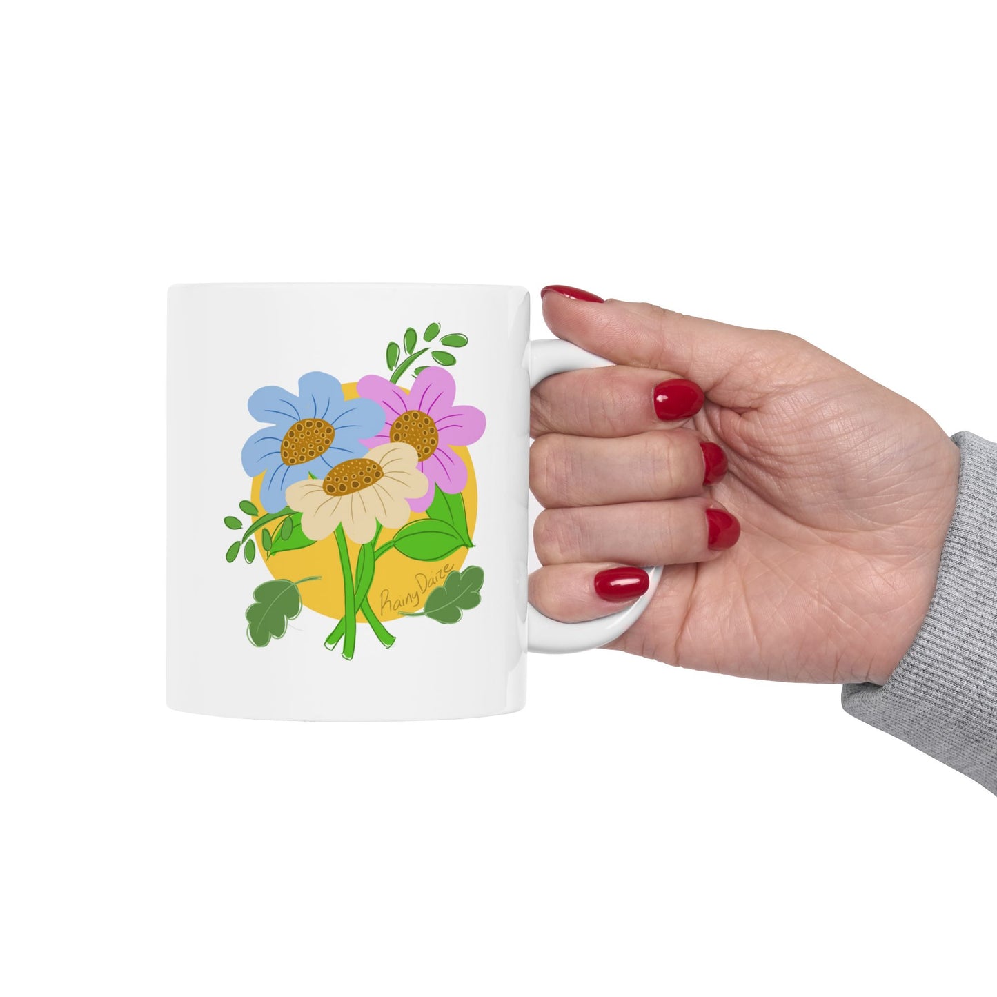 Floral Artwork Ceramic Mug - 11oz, 15oz