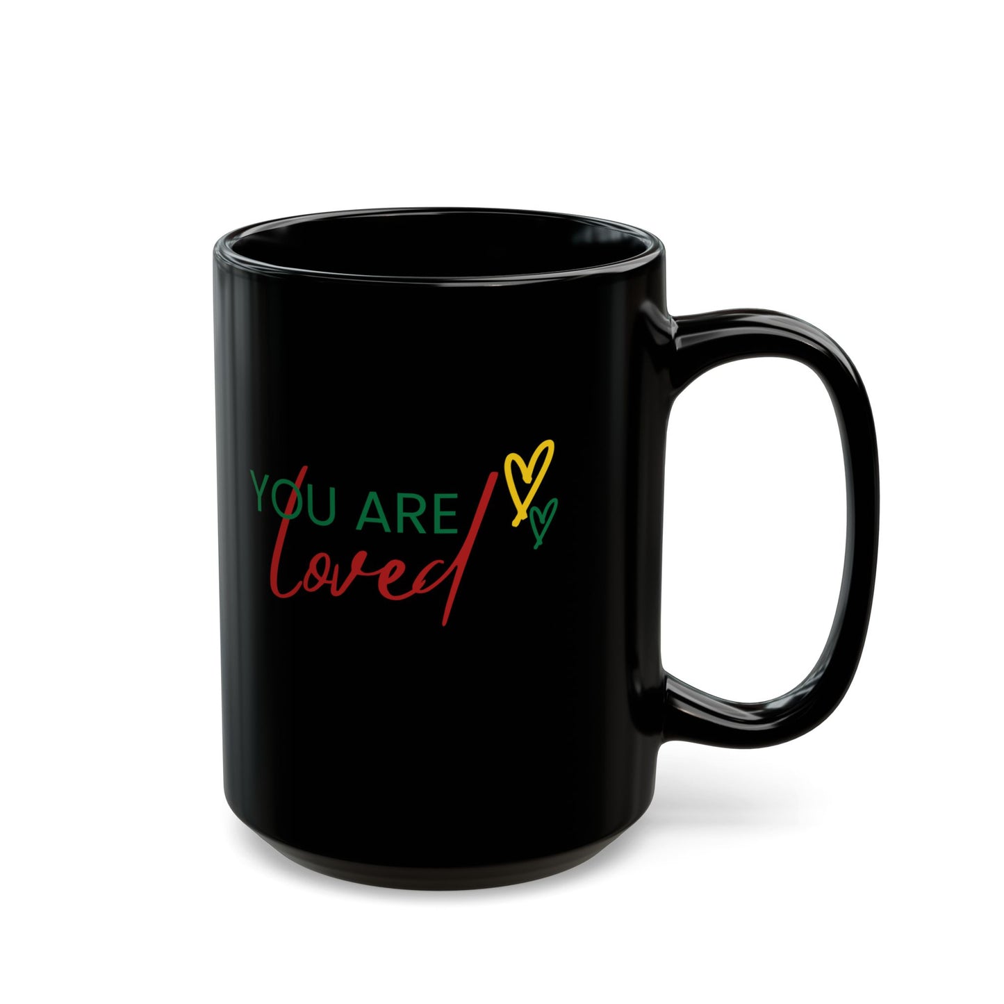 Black Ceramic Coffee Mug - "You Are Loved" Inspirational Gift - 11oz, 15oz