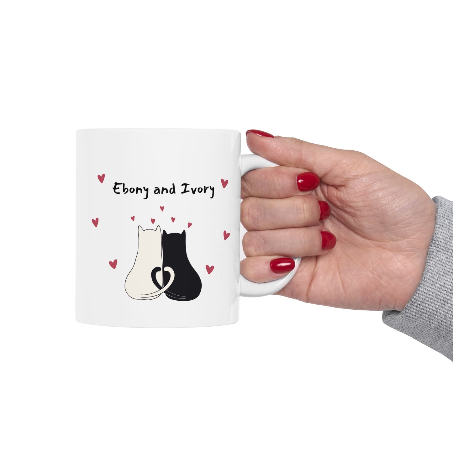 Cute Love-Themed Cat Ceramic Mug - 11oz, 15oz