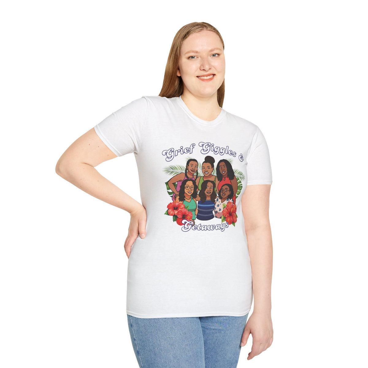 Grief Giggles & Getaways Yellow & White Soft Style Tee