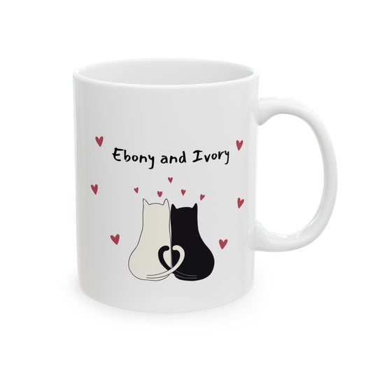 Cute Love-Themed Cat Ceramic Mug - 11oz, 15oz