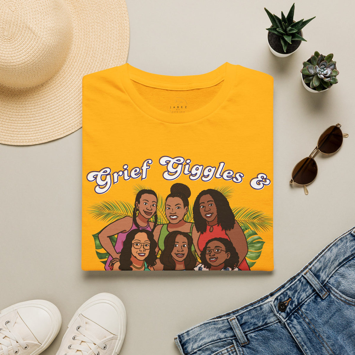 Grief Giggles & Getaways Yellow & White Soft Style Tee