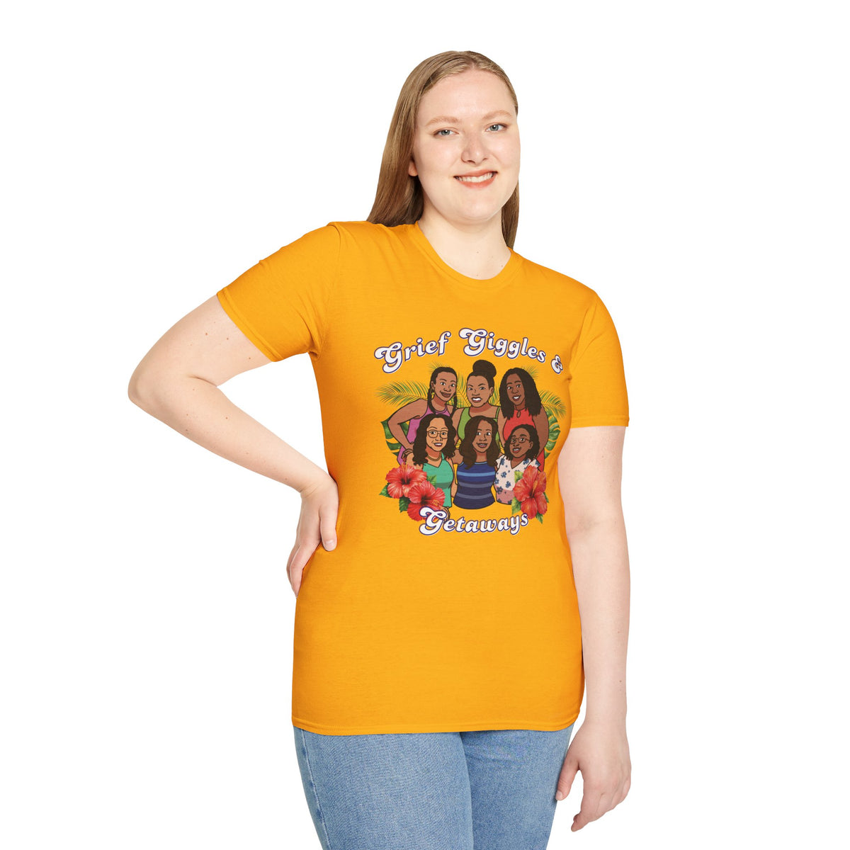 Grief Giggles & Getaways Yellow & White Soft Style Tee