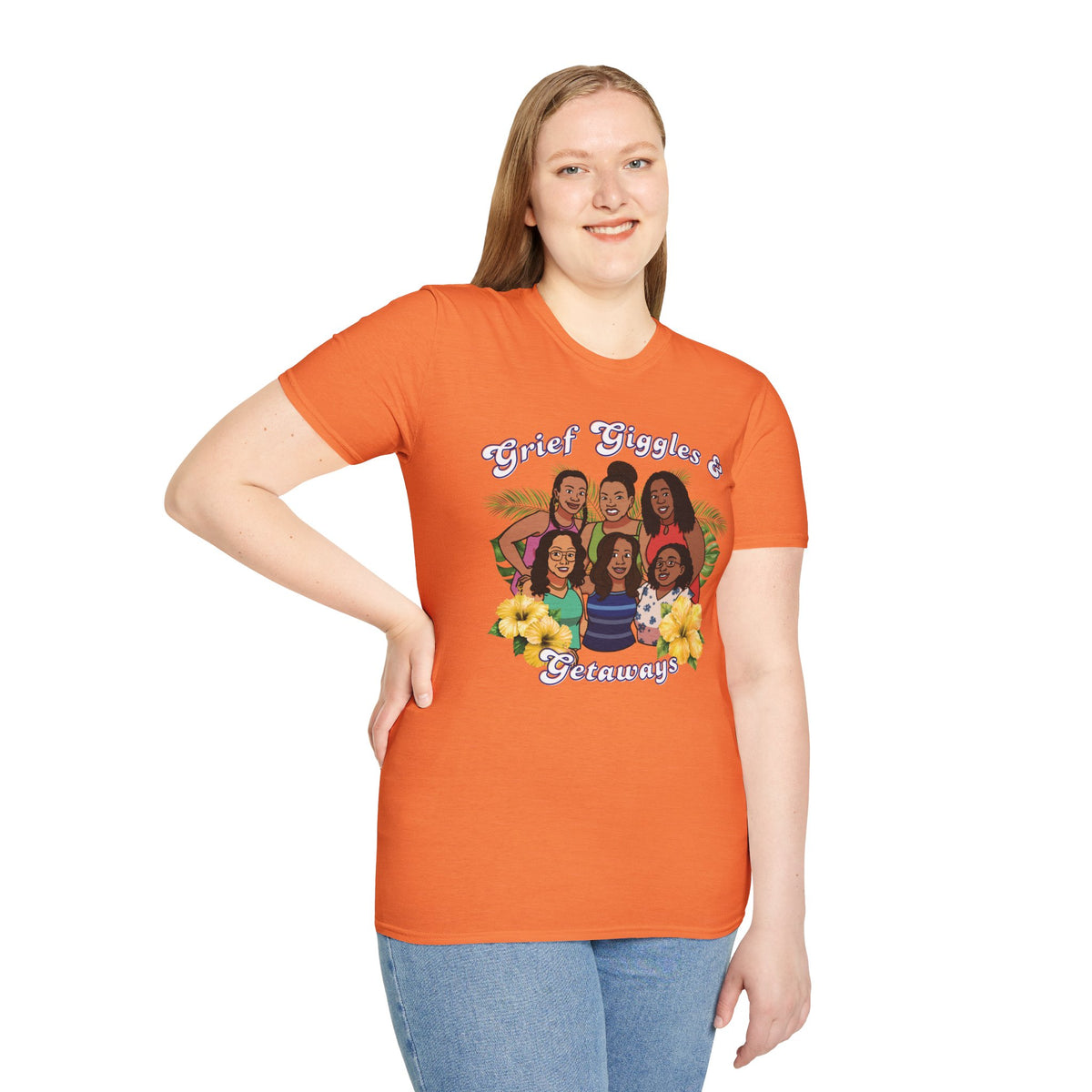Grief Giggles & Getaways Orange Soft Style Tee
