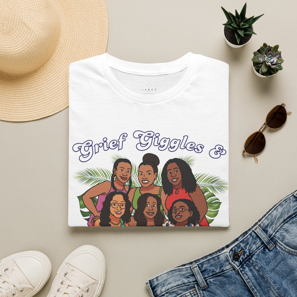 Grief Giggles & Getaways Yellow & White Soft Style Tee