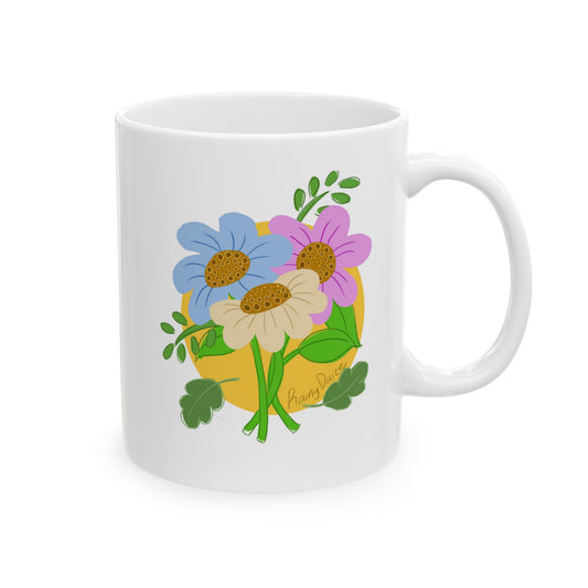 Floral Artwork Ceramic Mug - 11oz, 15oz