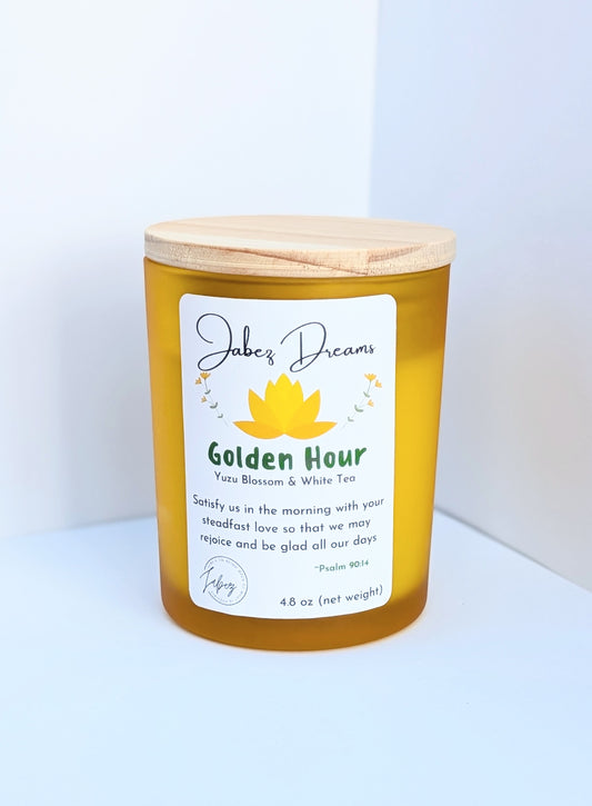 Golden Hour Candle with Bible Verse
