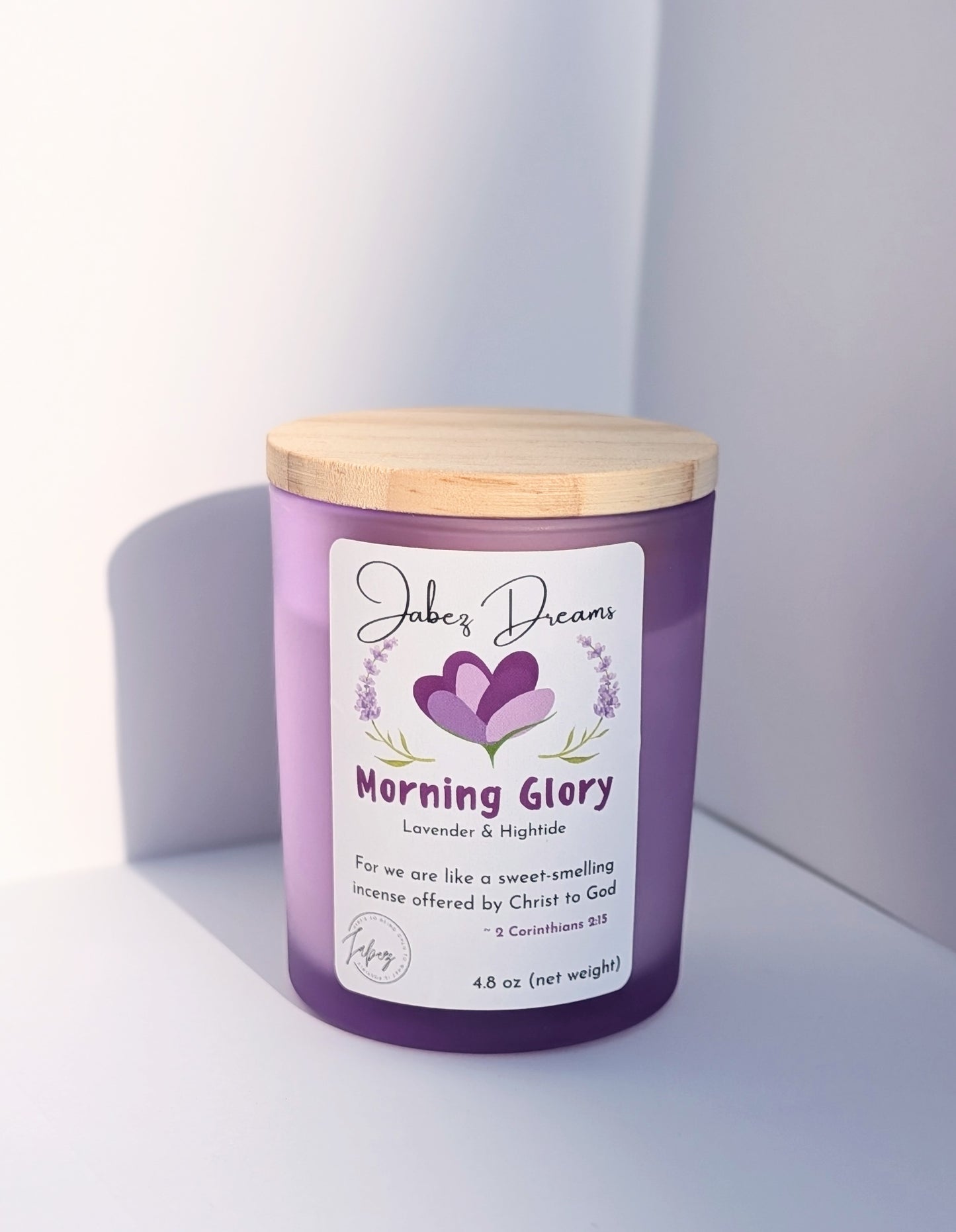 Morning Glory Candle with Bible Verse