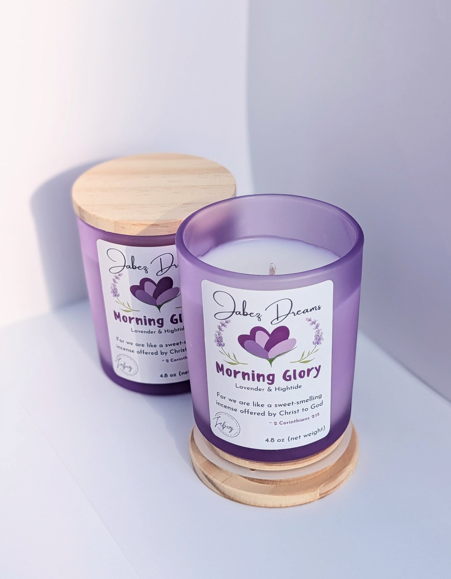 Morning Glory Candle with Bible Verse