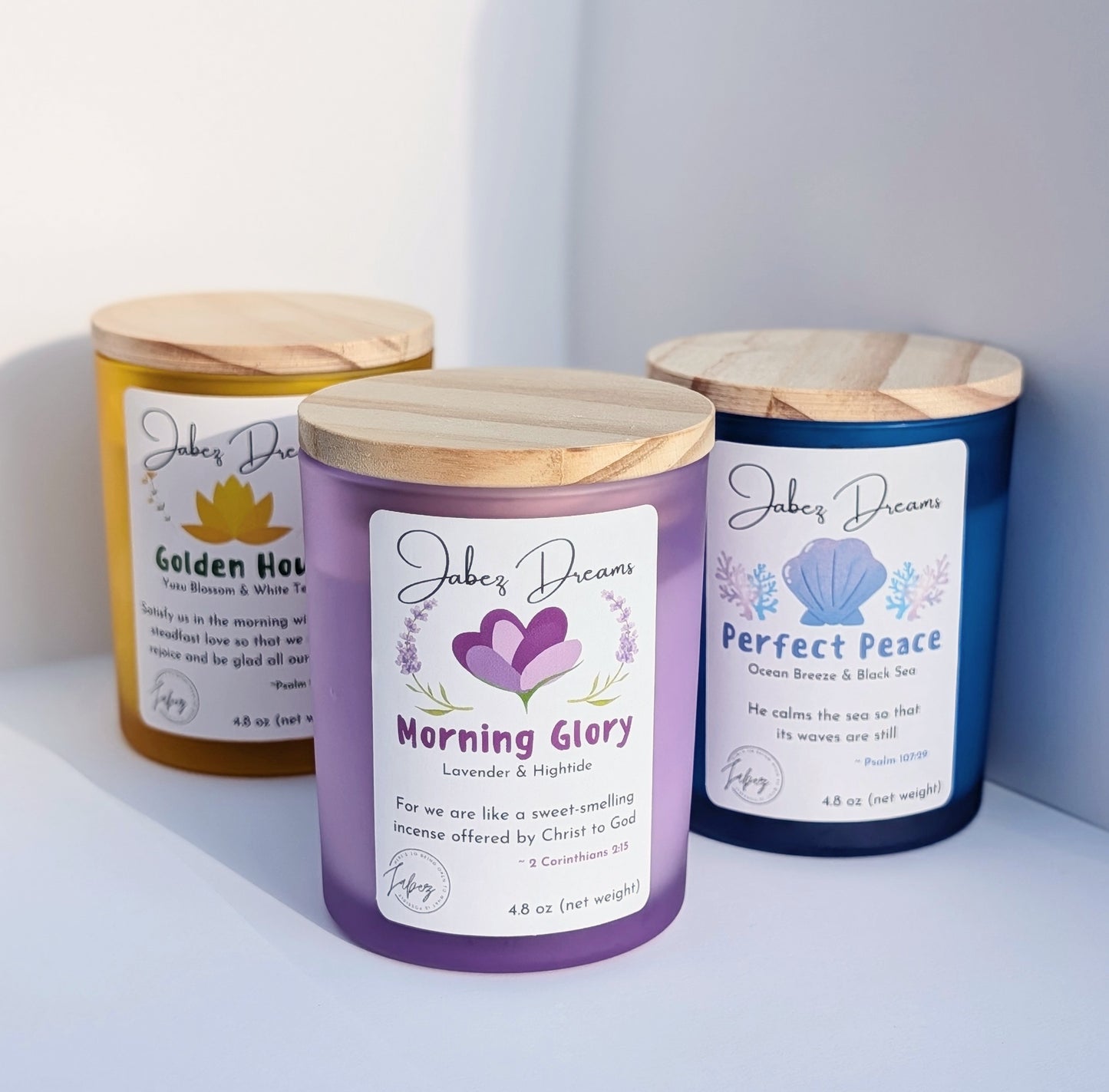 Morning Glory Candle with Bible Verse