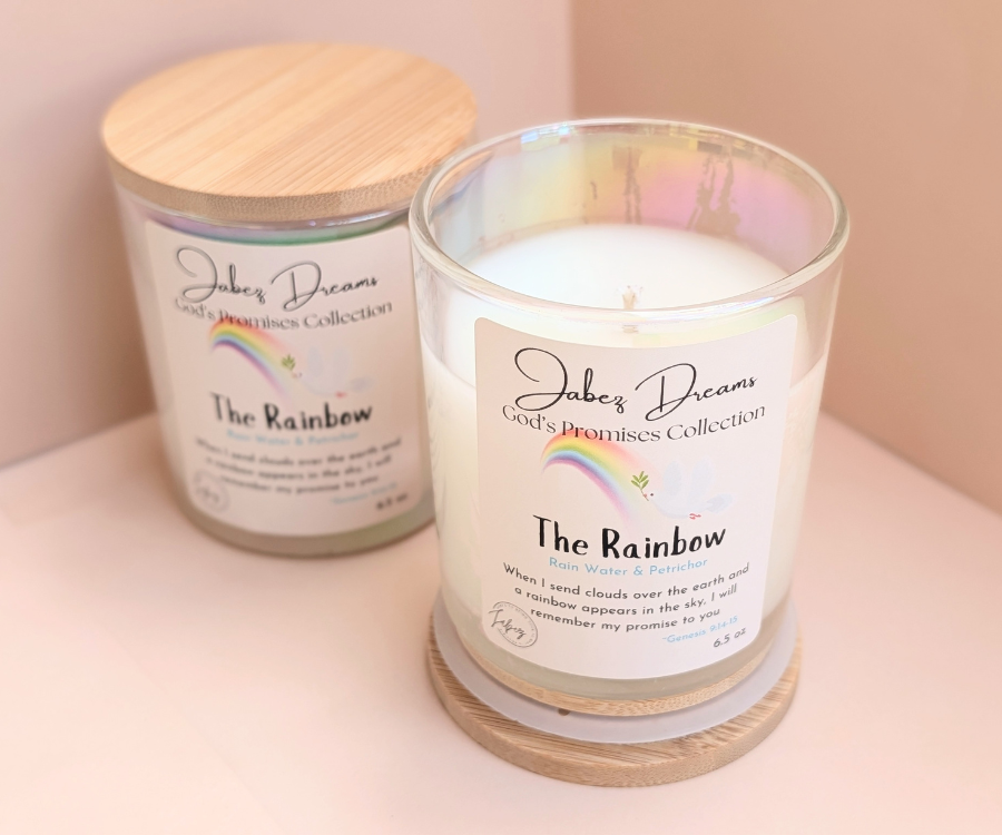 The Rainbow Scented Candle with Bible Verse