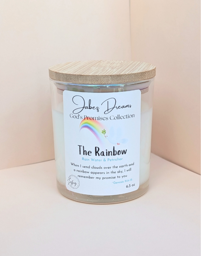 The Rainbow Scented Candle with Bible Verse